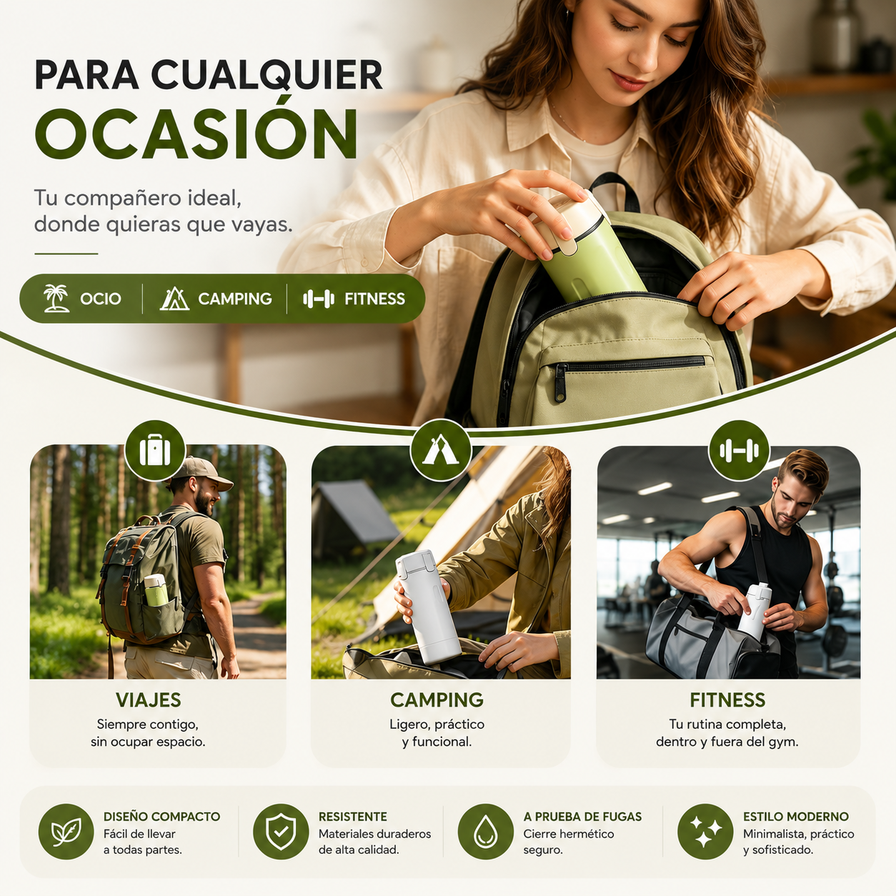 Botella Dispensadora Para Viaje 4 en 1