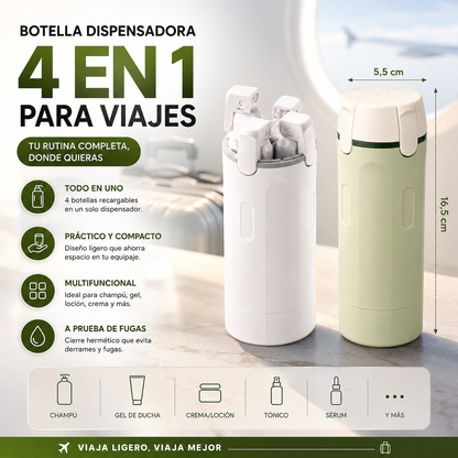 Botella Dispensadora Para Viaje 4 en 1