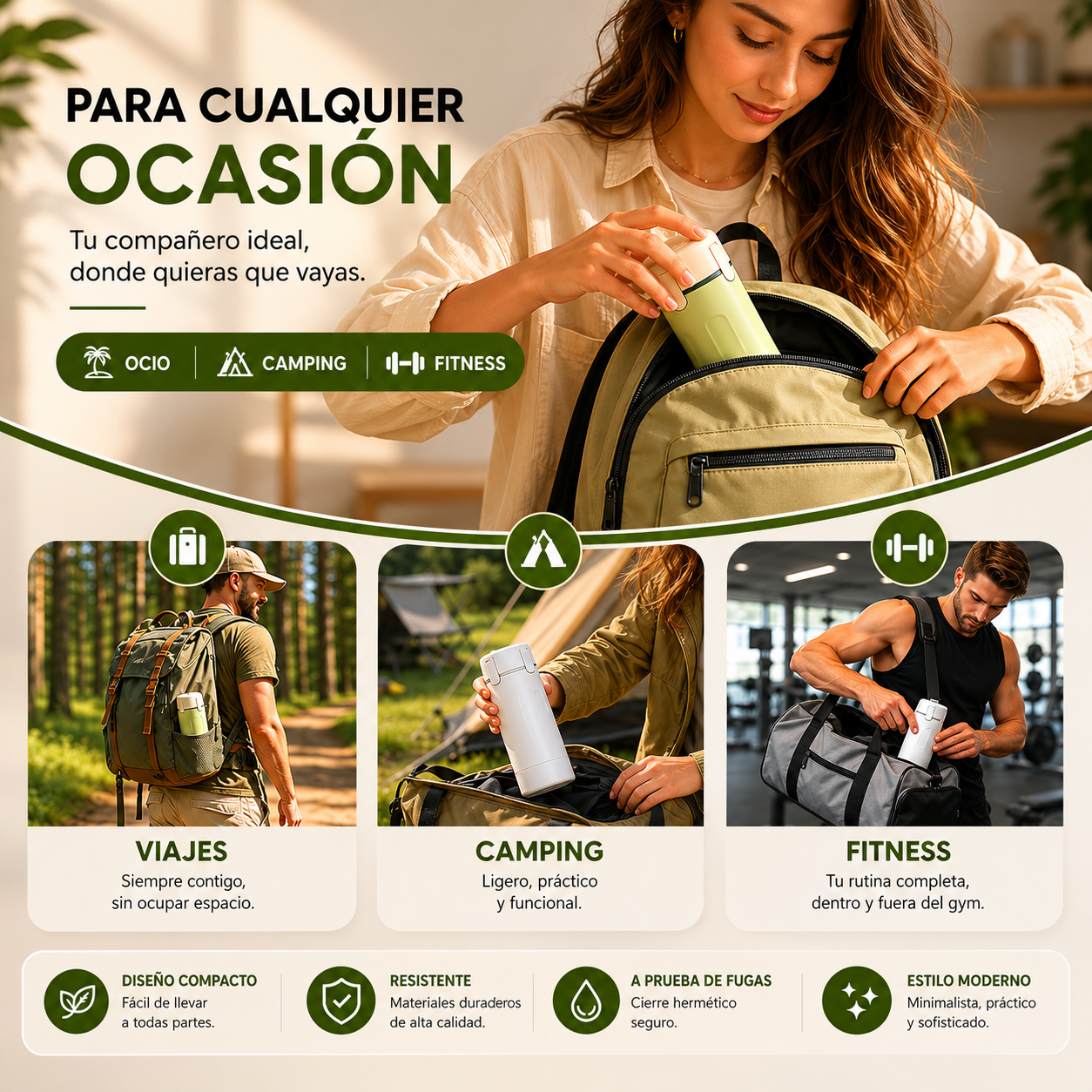 Botella Dispensadora Para Viaje 4 en 1